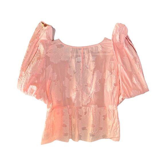 Blouse – Size Medium Wilfred Augustine Sheer Floral Light Pink - Picture 2 of 4